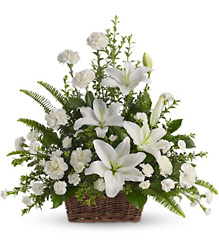 Peaceful White Lilies Basket from McIntire Florist in Fulton, Missouri